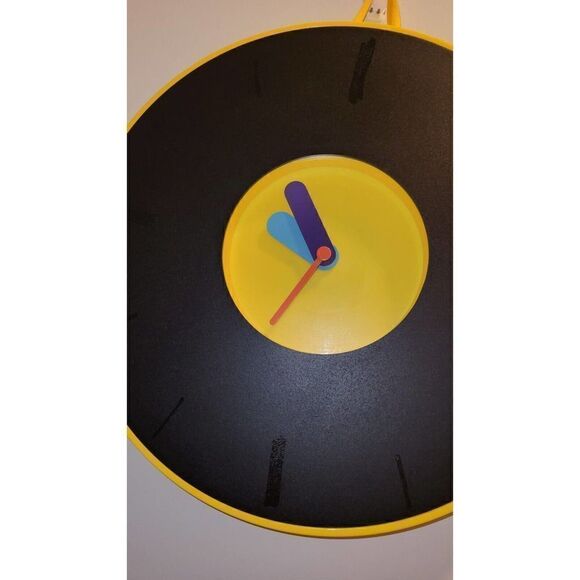 1990s Pladdra Yellow and Black Plastic Wall Clock Chenyi Ke for IKEA Y2K Retro - Picture 7 of 10